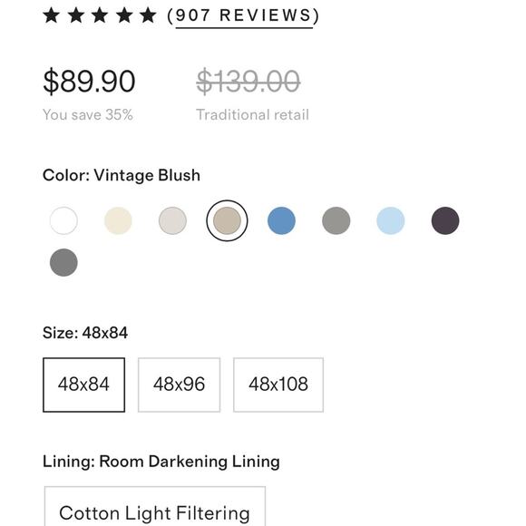 Quince European Linen Room Darkening Curtain Vintage Blush 84” - Set of 2 - Picture 4 of 12